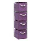 Arpan 4 Drawer Polypropylene Tower Storage Cabinet Unit With Chrome Wire Frame - Purple