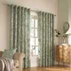 Furn. Irwin Woodland Ringtop Eyelet Curtains (Pair) Polycotton Sage (229X229Cm)