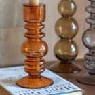 Crossland Grove Mover Glass Taper Candlestick Amber 180mm