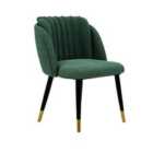Life Interiors Single Milano Velvet Dining Chair Upholstered For Dining Room Kitchen Restaurant Office, Green/gold
