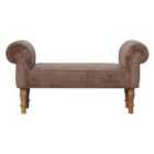 Artisan Furniture Solid Wood Mocha Faux Fur Bedroom Bench