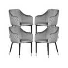 Life Interiors Set Of 4 Verona Velvet Dining Chairs Upholstered For Dining Room Kitchen Restaurant Office, Grey/silver