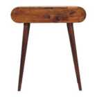 Artisan Furniture Solid Wood Mini Round Chestnut Fold Vanity, 4 Storage Compartments with Mirror, Dark Brown