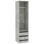 Vidaxl Wardrobe With Drawers Concrete Grey 50X50X200 Cm Engineered Wood