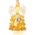 Costway 1.57M Lighted Christmas Angel Tree with Hands Clasped in Prayer