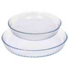 Argon Tableware 2pc Optical Round Glass Oven Dish Set - 2 Sizes