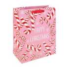 Eurowrap Xmas Pink Candy Cane Large Gift Bag