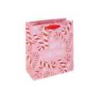 Eurowrap Xmas Pink Candy Cane Medium Gift Bag
