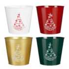 Mica Decorations Indica Pot Round White Gold Red D. Green 4 Assorted