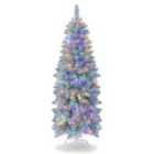 Costway 150/180 cm Slim Pencil Christmas Tree with 343/475 Branch Tips and 190/250 Colorful LED Lights-150 cm