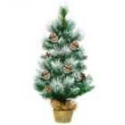 Costway 2 Feet Snow Flocked Pine Artificial Christmas Tree with Pine Cones