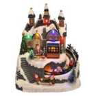 Gardelle Santa Christmas Scene Ornament with Lights Moving Train and Sound