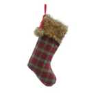 Festive 46cm Tartan Stocking With Fur Cuff
