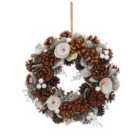 Festive 30cm Frosted Wreath With Cream Swirl Petals