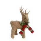 Festive 30cm Standing Reindeer In Red / Green Scarf