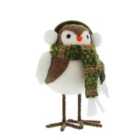 Festive 17cm Green/Cream Robin Wearing Ear Muffs/Scarf