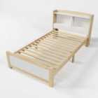 Abrihome 3Ft Single Solid Wooden Bed Frame With Storage Headboard,90 X 190 Cm, Frame Only