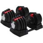 Strongology ELEMENT18 Black and Red Home Fitness Smart Adjustable Dumbbell from 1.5kg up to 18kg Training Weights Pair