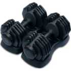 Strongology Home Fitness Adjustable Smart Dumbbell Pair from 5kg to 40kg Training Weights in Black