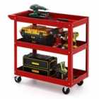 Costway 3-Tier Tool Trolley with Handle and Lockable Wheels-Red