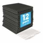 Harbour Housewares Foam Acoustic Panels - 2.5 x 30 x 30cm - Set of 12