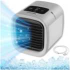 tectake Portable Air Cooler Frosty with 2 Cooling Levels, 5 Fan Speed Settings and LED Lighting, - grey