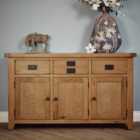 Elm Home And Garden Rustic Oak 3 Door 3 Drawer Sideboard Buffet