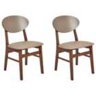 Beliani Set Of 2 Bar Chairs Isanti Wood Grey