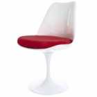 White Tulip Dining Chair With Velveteen Cushion Scarlet Red