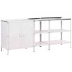 Beliani 3 Piece Outdoor Kitchen Set Vilama Metal White