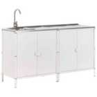 Beliani 2 Piece Outdoor Kitchen Set With Sink Vilama Metal White