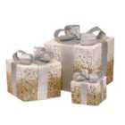Three Kings Sparkly Faux Gift Boxes - Set Of 3 Gold