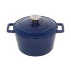 Argon Tableware Round Cast Iron Casserole Dish - 2.8L - Midnight Blue