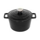 Argon Tableware Round Cast Iron Casserole Dish - 2.8L - Matt Black
