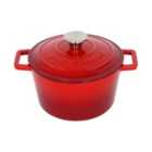 Argon Tableware Round Cast Iron Casserole Dish - 2.8L - Red Ombre