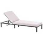 Beliani Sun Lounger With Cushion Lariano Metal Light Beige