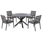 Beliani Garden Dining Set 4 Seater Maletto/Taviano With Cushions Metal Black