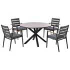 Beliani Garden Dining Set 4 Seater Maletto/Taviano With Cushions Metal Grey/ Black