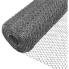 VOUNOT Chicken Wire Mesh Roll, PVC Coated Fencing,1x25m, Hole Size: 25mm, Grey