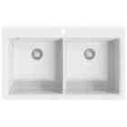 vidaXL Overmount Kitchen Sink Double Basin Granite Cream White