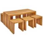 Beliani Garden Dining Set With Benches And Stools 6 Seater Bellano Acacia Wood Brown