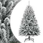 vidaXL Artificial Hinged Christmas Tree with Flocked Snow 150 cm