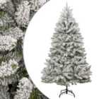 vidaXL Artificial Hinged Christmas Tree with Flocked Snow 180 cm