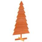 vidaXL Wooden Christmas Tree for Decoration Wax Brown 150 cm Solid Wood Pine