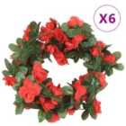 vidaXL Christmas Flower Garlands 6 pcs Spring Red 250 cm