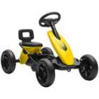 AIYAPLAY Pedal Go-Kart for Kids with Silent EVA Wheels, Metal Frame, Yellow