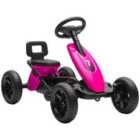 AIYAPLAY Pedal Go-Kart for Kids with Silent EVA Wheels, Metal Frame, Pink