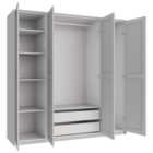 Wickes Ashland Grey Shaker 3 Cabinet Quad Wardrobe with Shelves, Drawers, Plinth & Panels - 2083 x 2036mm