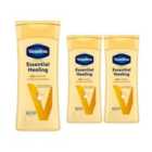Vaseline Intensive Care Body Lotion Essential Healing for Dry Skin 400ml, 3 Pack