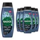 Radox Mineral Therapy Feel Energised 2in1 Shower Gel & Shampoo for Men, 450ml, 6 Pack